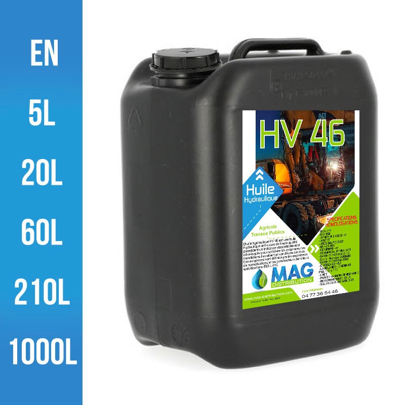 Huile hydraulique Iso HV46 professionnelle Jardiaffaires 5 litres
